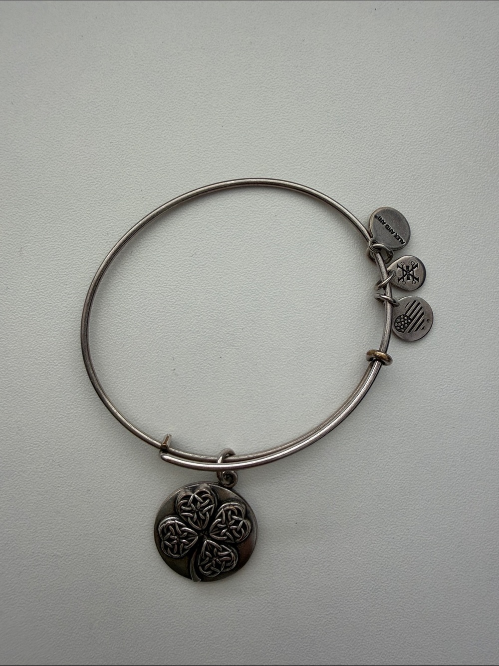 Alex and Ani Silver Four Leaf Clover Charm Bangle
